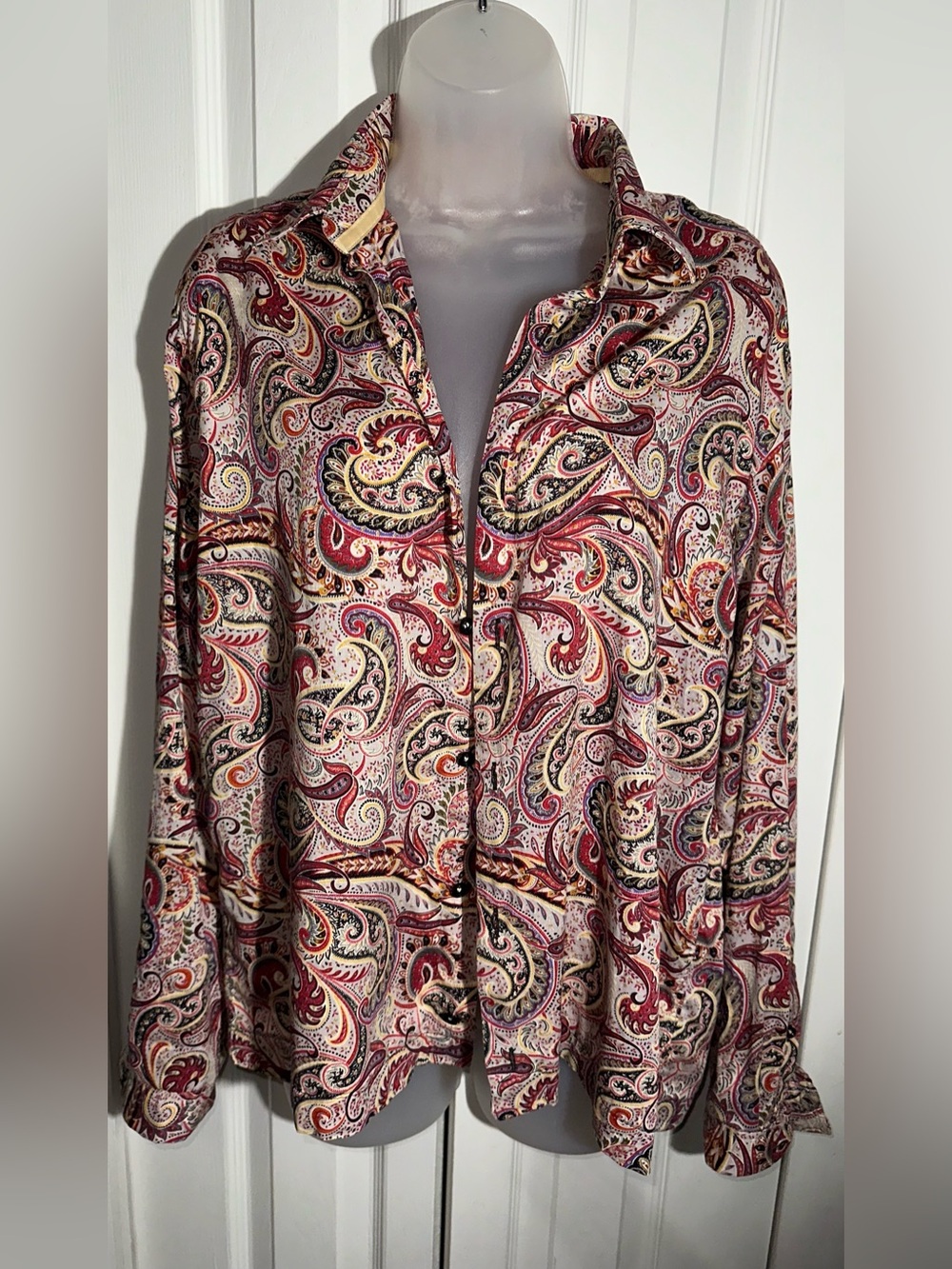 Visconti Uomo Multicolor Long Sleeve Button Up Flip Cuff Shirt M Paisley   AA22